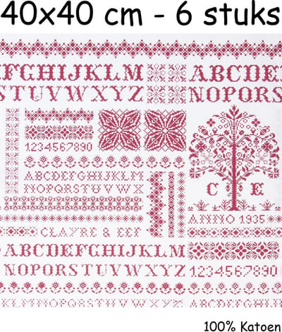 Clayre & Eef Servetten - Rood - 40 x 40 cm - 6 stuks