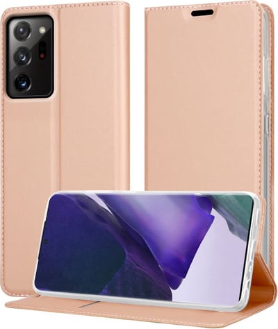 Cadorabo Hoesje geschikt voor Samsung Galaxy NOTE 20 ULTRA in CLASSY ROSE GOUD - Beschermhoes met magnetische sluiting, standfunctie en kaartvakje Book Case Cover Etui