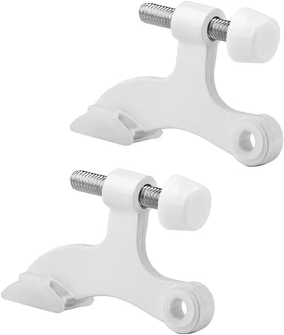 2 Stuks Verstelbare Deurstoppers met Scharnierpen - Stevige Deurstoppers met Witte Rubber Bumpers voor Effectieve Bescherming