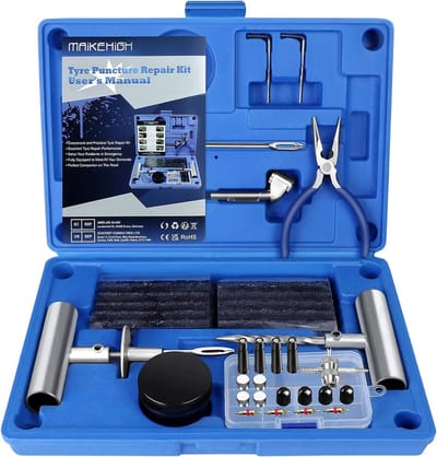 Heavy Duty Bandenreparatieset - 69-delige Tubeless Reparatieset voor Auto, ATV, Truck, Tractor en Motor (Blauw)