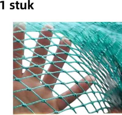 1 stuk - Vogelwerend net - Anti-veroudering - Geventileerd - Geschikt voor kassen, vijvers, kippenhokken en als beschermingsnet - 6 meter breed, 10 meter lang - 6 strengen - 1,5 cm maaswijdte - Groen