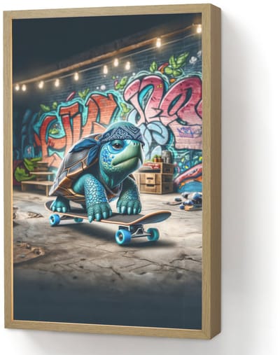 Nachtlampje 40x60 cm - Kinder lamp - Schildpad - Graffiti - Skateboard - Jongens - Tafellamp kinderkamer draadloos - Slaapkamer lampje - Bedlamp kinderen - Kinderlampje - Wandlamp babykamer - Nachtlampjes