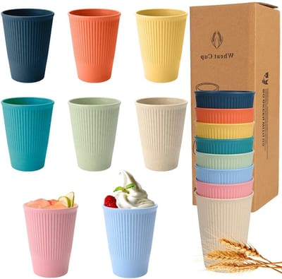 Set van 8 Herbruikbare Plastic Drinkbekers van 350 ml, BPA-vrij en Schokbestendig, Ideaal voor Koffie en Kinderen in de Keuken