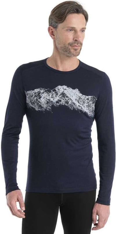 Ondershirt Icebreaker Men Merino 200 Oasis LS Crewe Remarkables Midnight Navy-XXL