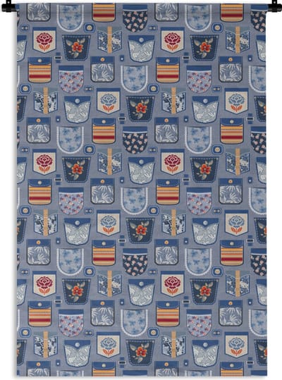 Wandkleed - Wanddoek - Broek - Denim - Patch - Patronen - 120x180 cm - Wandtapijt