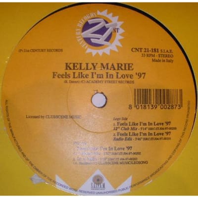 12-inch Plaat KELLY MARIE - Feels Like I'm In Love '97 CNT21181 21st Century Re 1997 Italië Dance & Electronica Gebruikt