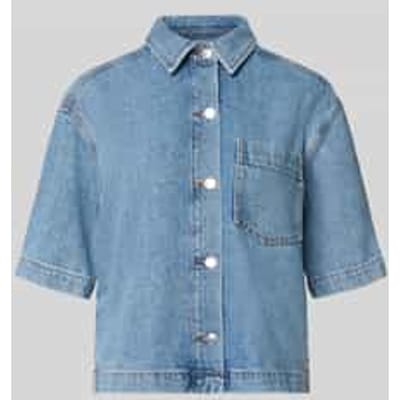 regular fit jeansblouse van mix van lyocell en linnen met met katoen en lyocell, en katoen