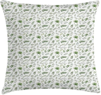 ABAKUHAUS Botanische Kussenhoes – Decoratief 40x40 cm – Tweezijdig bedrukt Pauw-Groen-Wit