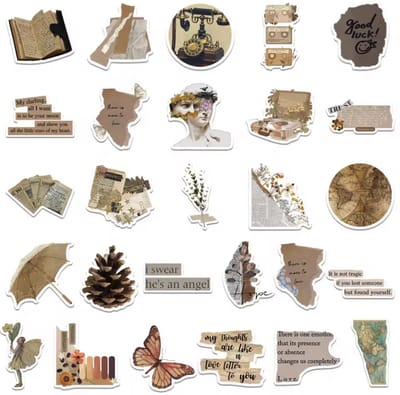 Vintage stickers - Nostalgische stickers - Retro Stickers - 52 stuks - Vintage Stickers voor Journal - Poëzie stickers - Laptopsticker - CHPN