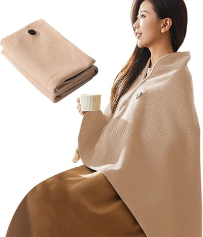 Verwarmde Deken - Elektrische Sjaal - Snel Warm - Carbon Fiber Verwarming - 150x80cm - Beige