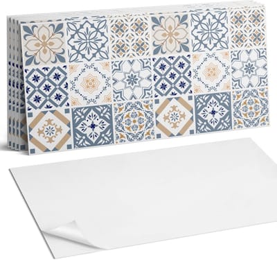 Coloray Plaktegels - Geruite mozaïekpatronen Wandtegel Zelfklevend - 60 cm x 30 cm - Blauw Plaktegels - 6 stuks - Rechthoek PVC Tegels - Plaktegels Keuken - Zelfklevende Vloertegels Badkamer - Vinyl Tegels - Zelfklevende Wandtegels