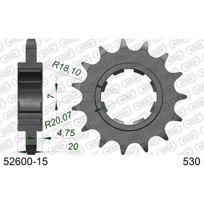 Stalen motortandwiel voor Afam 530 15 dents