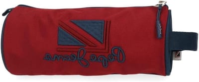 Etui Rond - Pennenhouder Opbergdoos - Bureau Organiseren - Zijdelingse Draaggreep - 23 x 9 x 9 cm - Rood
