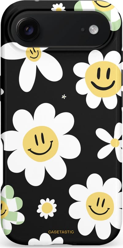 Casetastic hoesje geschikt voor Apple iPhone Air - MagSafe - Dubbellaagse bescherming - Vrolijke Madeliefjes - Fashion Case - Zwart Wit Geel