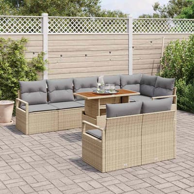 vidaXL - Tuinbank - Set - 9 - st - 8-Aantal - zitplaatsen - Beige - en - Grijs