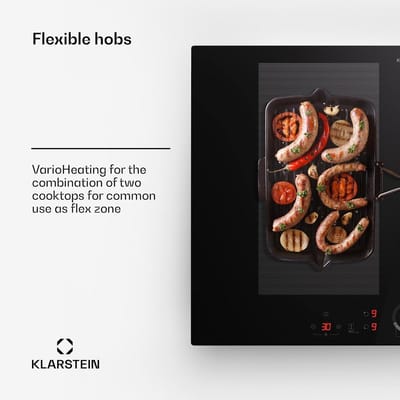 Klarstein Inductieplaat, 7000 W, elektrische kookplaat met inductie, inductiekookplaat, 4 pitten, kooktafels, ThermoBoost verwarmingsplaten, elektrisch fornuis voor keuken