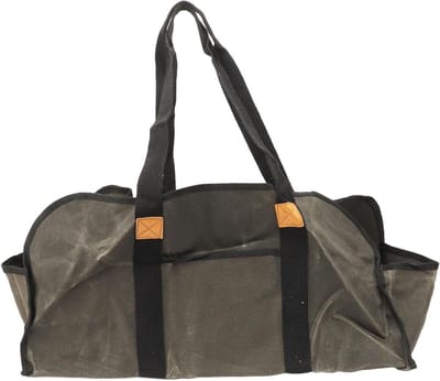 Houtdrager Tas - Canvas Drager - Open Haard Vullen - Gewaxt Canvas Materiaal - 55x24x28cm - Donkergroen
