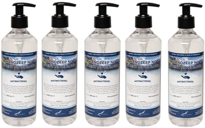 Handzeep No Scent, No Colour 500 ml - met gratis pompje - set van 5 stuks - Voordeelverpakking