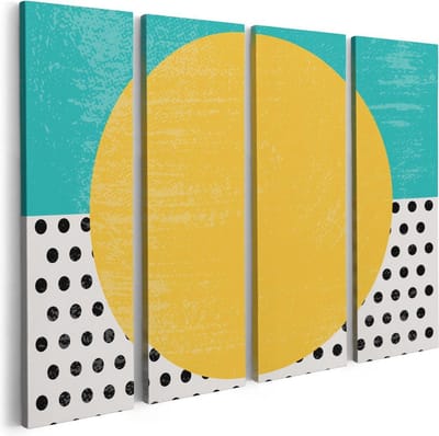 Artaza Canvas Schilderij Vierluik Abstracte Kunst - Zon met Zwarte Stippen - 80x60 - Foto Op Canvas - Canvas Print