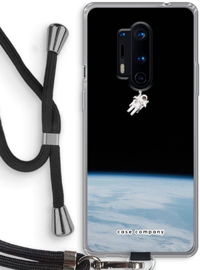 Case Company® - Hoesje met koord geschikt voor OnePlus 8 Pro hoesje met Koord - Alone in Space - Telefoonhoesje met Zwart Koord - Bescherming aan alle Kanten en Over de Schermrand