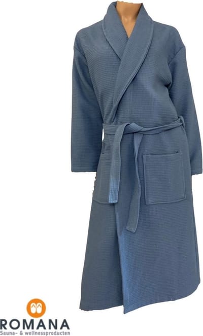 Romana Products Wafel - Badjas Gevoerd - Denim Blauw - Maat XXL - Kamerjas - Ochtendjas - Luxe Wellness - Comfortabel en Stijlvol - Voor Volwassenen - Man - Vrouw