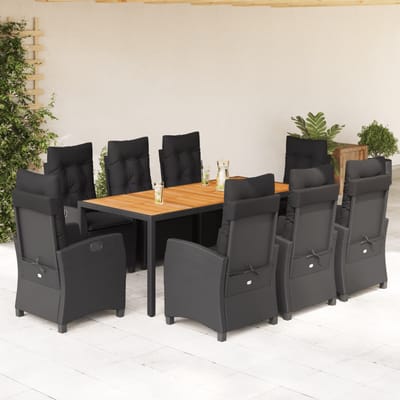 vidaXL - 9-delige - Tuinset - poly - rattan - zwart