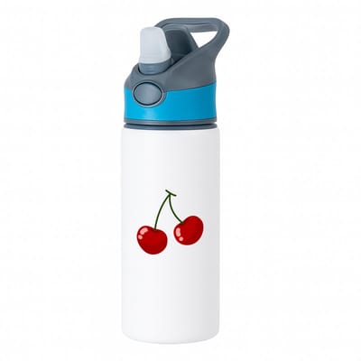 Hacebo® - Kers waterfles met rietje blauw - Kersen - Fruit liefhebbers - Fruit - bessen - gezond eten - water fles - 650ML