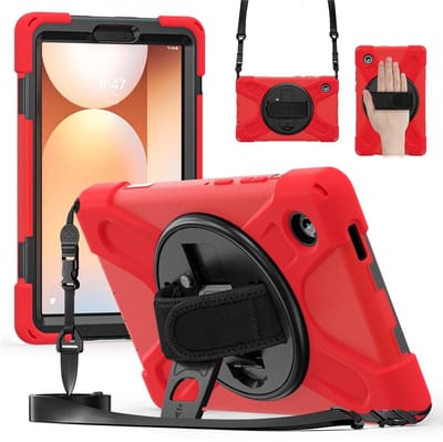 Coverup Tablethoes geschikt voor Samsung Galaxy Tab A11 (8,7") Hoesje - Heavy Duty Case met Schouderstrap - Rood