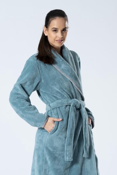 Belmanetti Badjas Dames Fleece | Kamerjas Dames met Riem | San Simone Niki W-513/619 Mineral 42
