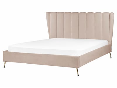 MIRIBEL - Tweepersoonsbed - Taupe - 160x200 - Fluweel