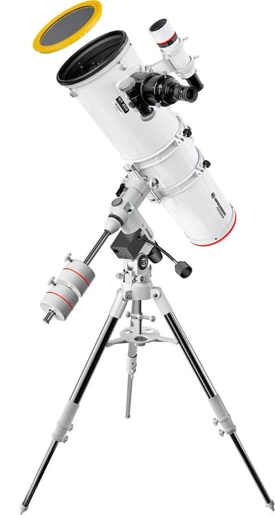 BRESSER Messier NT-203 Spiegeltelescoop – 203 mm F/5 – 1000 mm Brandpuntsafstand – Equatoriale EXOS-2 Montering – Astrotelescoop met Zonnefilter & Smartphone Adapter