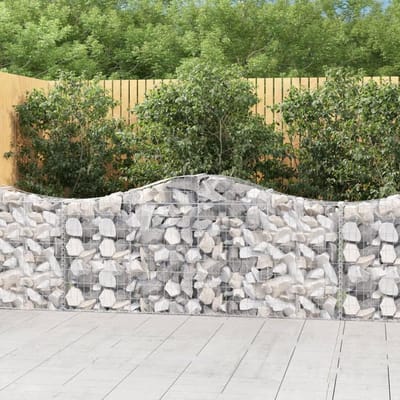 Gebogen Gabion Manden - Steenkorven Kooi - Tuin Decoratie - Gegalvaniseerd IJzer - 200x30x80/100cm - Zilver