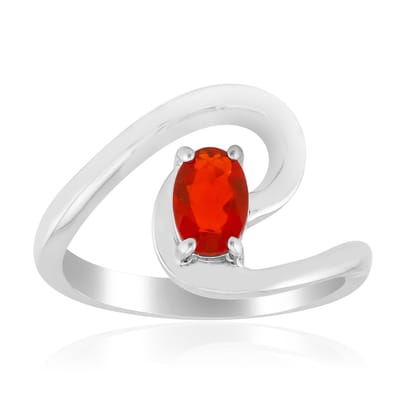 Cavill - Moderne Zilveren Ring - 925 Sterling Zilver Gerhodineerd - AAA Mexicaanse Vuur Opal Ovaal 0,247 ct - Luxe Zilveren Sieraden Dames