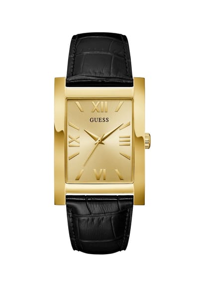 Guess Draper Quartz Analoog Horloge Zwart Behuizing: 100% Roestvrij Staal| Armband: Echt Leer 33.5 mm U1484G1M, U1484G2M