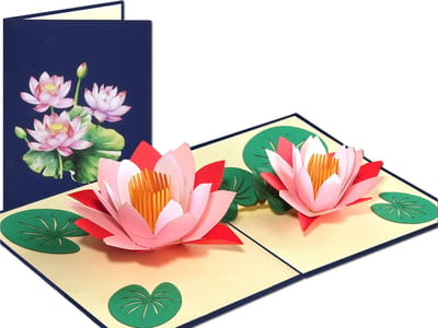 Popcards popupkaarten – Bloemen Lotus in vijver Meditatie Boeddhisme Spiritueel Vriendschap pop-up kaart 3D wenskaart