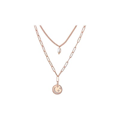 Valero Pearls damesketting roestvrijstalen zoetwaterparel One Size Roségoud 32018614