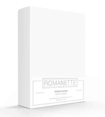 Romanette hoeslaken katoen - Wit - Lits-jumeaux (180x200 cm)