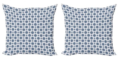 ABAKUHAUS Kussenhoes Set 2x50x50 – Dubbelzijdig bedrukt – Donkerblauw/Wit