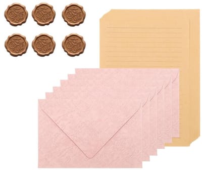 Enveloppen - 20 Vellen A5 briefpapier - Met 6 Enveloppen en 6 Zelfklevende Lakzegels - Cadeau Envelop - Retro stijl - DIY leuke enveloppen - Briefpapier set -Geschikt voor trouwkaarten, wenskaarten, bedankkaarten, uitnodigingen en verjaardagswensen