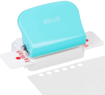 Perforator Met 6 Gaten - Verstelbare Gatperforator - Losse Vellen Ordenen - Beweegbare Positioneringskolommen - 5 Vellen Capaciteit - Lichtblauw