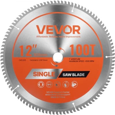 VEVOR cirkelzaagblad, diameter 305 mm, 100 scherpe tanden van gelegeerd staal, schacht van 25,4 mm, fijne afwerking, aluminium zaagblad voor cirkelzaag, met geluiddempende warmteafzuigers, voor het zagen van staal en metaal