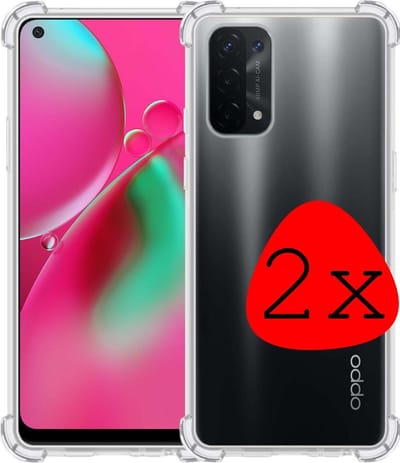 Hoesje 2 Stuks - Geschikt voor OPPO A74 5G - Sterk & Shockproof - Siliconen Case - Back Cover - Telefoon Hoes Shock Proof - Transparant