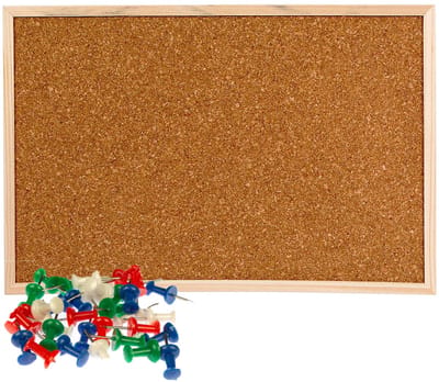 Cosy & Trendy Prikbord van kurk - 60 x 45 cm - inclusief 40x gekleurde punt punaises - Kantoor / thuis / keuken - memobord