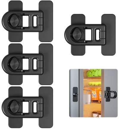 PromoHome 4 Stuks Kinderveiligheidsslot voor Koelkast, Kast, Deur en Lade - Zwart