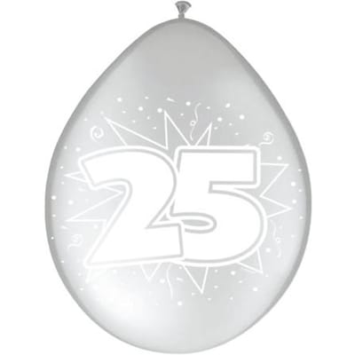 25 Jaar Zilveren Ballonnen - 8 stuks