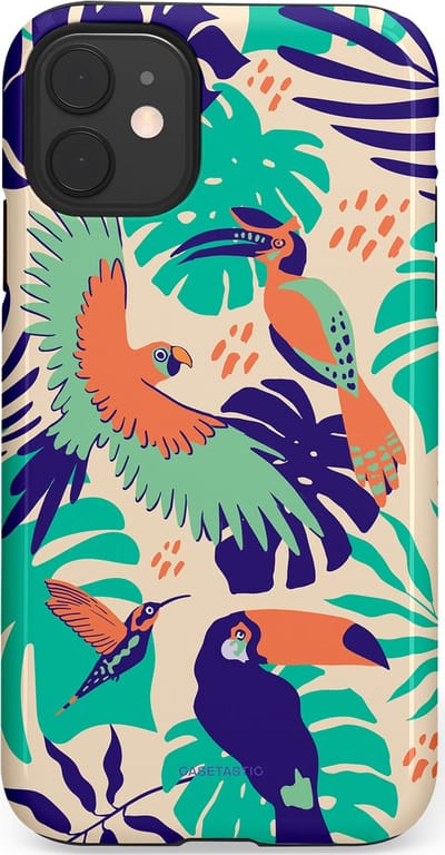 Casetastic Hoesje Geschikt voor Apple iPhone 11 - Stijlvolle Beschermende Duo-layer Case - Tropische Vogels