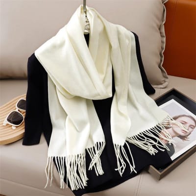 Écharpe Chaude d'Hiver en Imitation Cachemire pour Femme Châle Pashmina à Motif de Luxe Foulard Bandeau pour Cheveux Féminin Bufanda Echarpe Design 33x180cm black