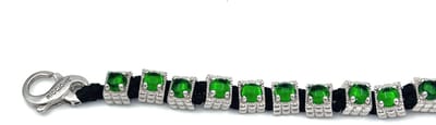 Spadarella Gioielli - SPBR525 - Armband - 925 Zilver - 6 mm - Groene Agaat - 17 Cm - Made in Italy - Dames - Heren - Unisex