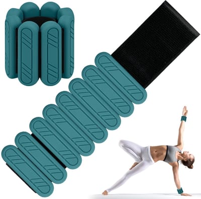 polsgewichten, set van 2 stuks, gewichtsmanchetten voor voet of pols, beweging, wandelen, joggen, yoga, aerobic, pilates, gewicht, fitnessarmband (donkergroen, 2 x 1 kg)