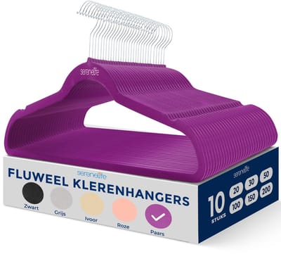SereneLife Kleerhangers - Set-10 Stuks Fluwelen Hangers - Antislip Duurzame Kledinghangers , Met 360° Draaihaak